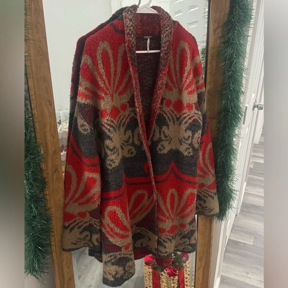 FREE PEOPLE Winters Day Bliss Boucle Blanket Sweater Cardigan - Picture 2 of 4